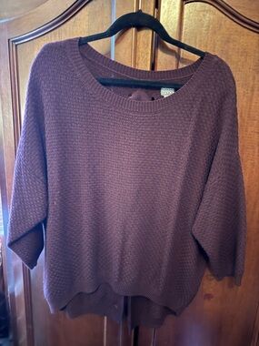 New York & Company wine Textured Crewneck Sweater